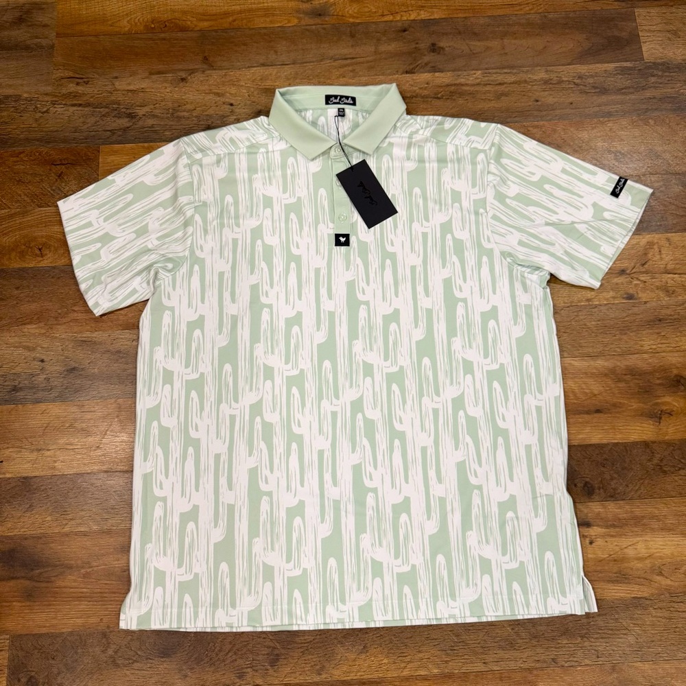 Bad Birdie Polo Shirt Men’s 2XL Mint Green Desert Short Sleeve Golf Performance